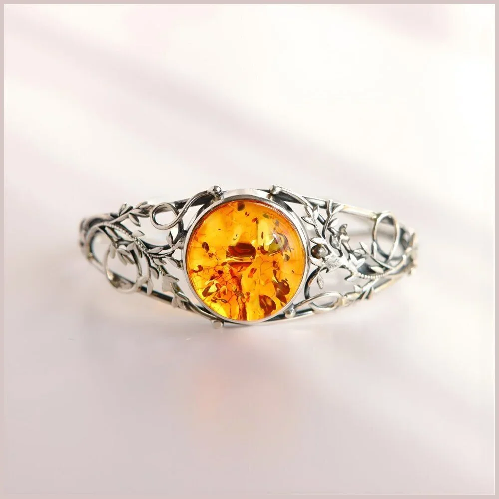 Baltic Amber Sterling Silver Bracelet - Picture 4 of 10